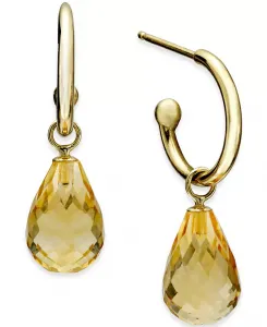 Серьги-Кольца с перидотом из 14-каратного золота Macy'S, citrine