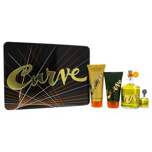 Подарочный набор Curve by Liz Claiborne для мужчин из 4 предметов: спрей-одеколон, флакон-спрей для дезодоранта, бальзам после бритья (99 мл), гель для душа (79 мл), прозрачный