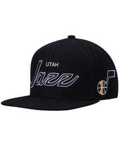 Мужская черная кепка Snapback Utah Jazz Classics Script 2.0 из твердой древесины Mitchell & Ness
