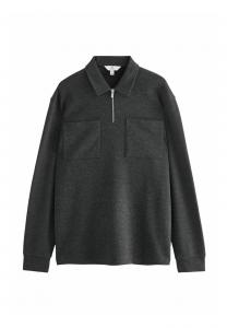 Топ с длинными рукавами DOUBLE POCKET ZIP NECK Next, серый
