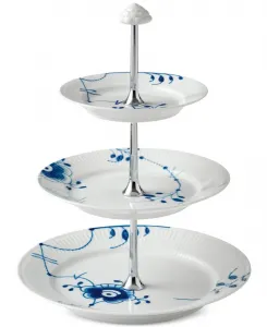 Синяя рифленая мега-этажерка на 3 яруса Royal Copenhagen