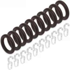 Кольцо для штор Liedeco (10 шт. в упаковке, с крючками для складок), для карнизов Ø 28 мм, цвет nussbaum