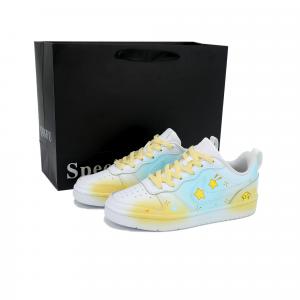 Nike Детские низкие скейтбордистские кроссовки Court Borough Low 2, белые, синие, желтые, унисекс