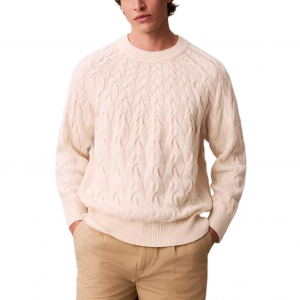 Calvin Klein Мужской свитер, античный белый, круглый вырез, умеренный крой