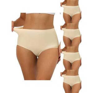 5 упаковок женских эластичных трусов с высокой талией, дышащего хипстерского нижнего белья без показа ALLEGRA K, Bg