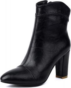 Женские ботильоны DEERBUNNY IN3 с массивным каблуком-блоком, боковой молнией, высокими каблуками, зимние короткие ботинки, для вечеринок и офиса, с заостренным носком, Black