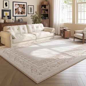 Budis Ковер 120х200 см для гостиной, французский винтаж, кремовый, светлый люкс, водостойкий, моющийся, мягкий и дышащий, Dufu Rong
