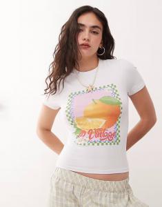 Детская футболка Reclaimed Vintage с изображением фруктов белого цвета