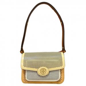 Robinson Leather Small Square Bag, Сумка через плечо, Наплечная сумка Трампетс Женская Коричневая TORY BURCH