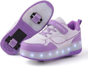 Детские светящиеся кроссовки YUNICUS с LED-подсветкой и колесами, роликовые кроссовки, кроссовки с USB-зарядкой для девочек и мальчиков, лучший подарок на день рождения, Хэллоуин, Рождество, белый