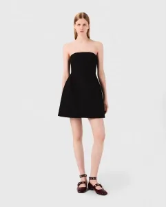 Короткое льняное платье с корсажем Maje, черный