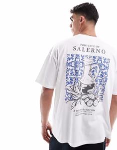 Футболка свободного кроя ASOS DESIGN с цветочным принтом белого цвета