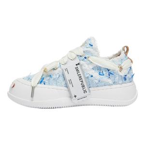 Кроссовки SMILEREPUBLIC Skateboarding Shoes Unisex Low-top Blue/White, синий/белый
