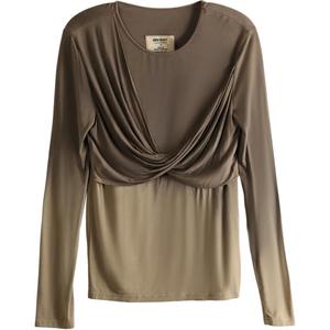 Футболка с запахом спереди UMA WANG, коричневый