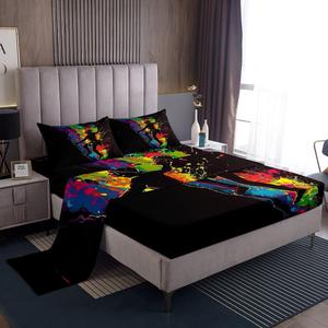 Erosebridal Спортивный комплект постельного белья Rock Climbing с граффити радуга черный желтый зеленый глубокий карман, Black Yellow Green