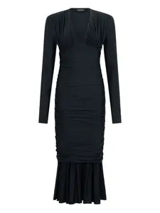 Платье миди со сборками Roberto Cavalli, черный