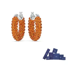 Кристальные родированные серьги Women's Orange Swarovski