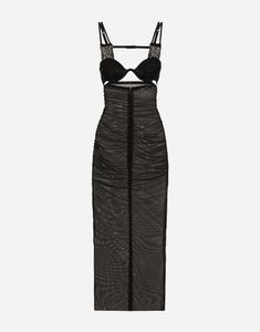 Фатиновое платье миди с корсетными деталями Dolce & Gabbana, черный