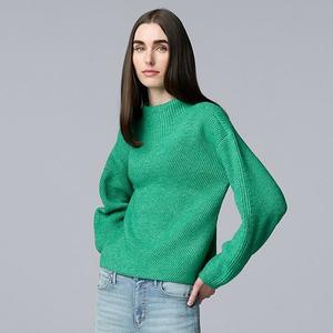 Женский свитер с рельефными швами Simply Vera Vera Wang, Trail Green
