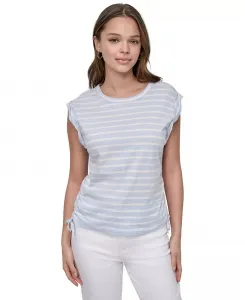 Женская футболка без рукавов с завязками по бокам и сборками DKNY Jeans, синий