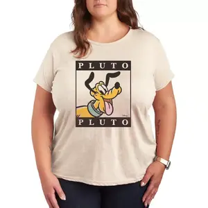 Футболка с графическим принтом Pluto plus type block Disney, бежевый