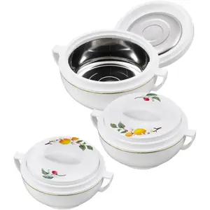 Термоконтейнер KING «CITRUS», (набор, 3 шт.), внутренние чаши из нержавеющей стали, белый