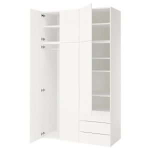 Шкаф с 6 дверями+3 ящиками PLATSA IKEA, 140x57x241 см, белый