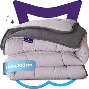 Одеяло Slaapspecialial без чехла 140x200 - Всесезонное одеяло [Класс теплоты 2] Стеганое одеяло с гелевыми волокнами для ощущения пуха - Антрацит/Крем Slaapspeciaal