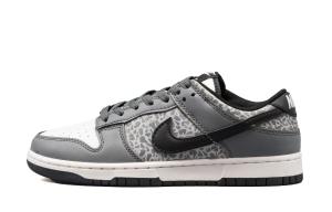Nike Dunk Leopard Print Leather Slip Resistant Abrasion Resistant Low top Kids' Skateboarding Shoes Gray