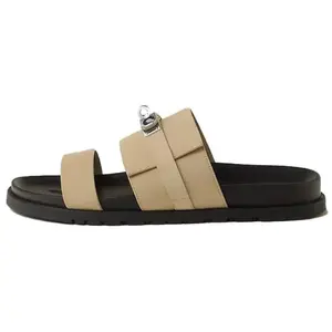 HERMES Тапочки-слайды мужские бежевые