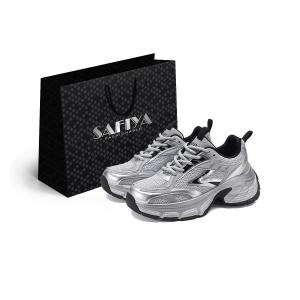 Низкие массивные кроссовки женские серебристо-серые SAFIYA, Silver Gray