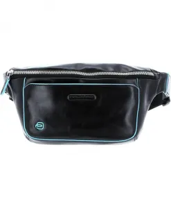 Черная кожаная сумка через плечо на молнии Piquadro, черный