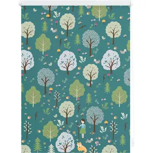 Рулонная штора с боковым управлением Klemmfix Motiv Leni Защита от света без сверления, подвесная, с рисунком Lichtblick Original, зеленый/белый