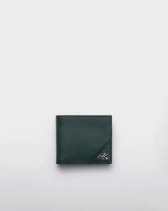 Кошелек из сафьяновой кожи с монетницей Prada, зеленый