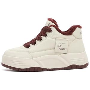 Женские скейтбордистские кроссовки средней высоты Daphne, бежевый красный (fleece-lined)