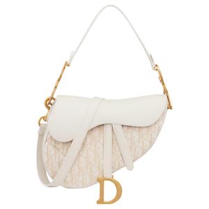 DIOR Хлопковая седельная сумка через плечо молочно-белого цвета
