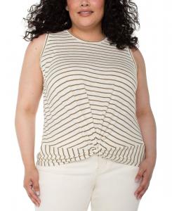 Топ без рукавов большого размера с перекрученным передом Liverpool Los Angeles, Cream Olive