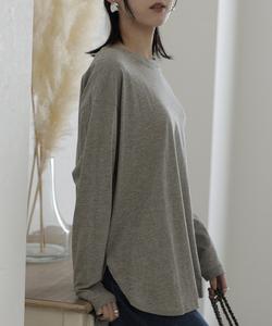 Длинная футболка Round Long Hemron, красивый сшитый топ с длинными рукавами, представляет собой блузку Pourvous, цвет Heather Gray