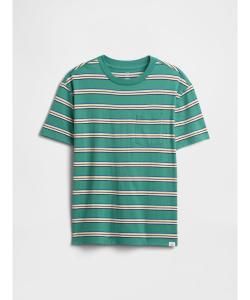 (K) Повседневная мягкая полосатая футболка с карманом (детская)