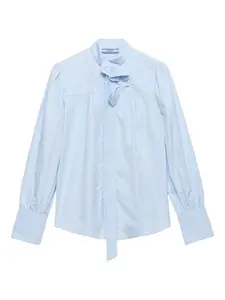 Хлопковая рубашка с воротником-бабочкой Prada, синий