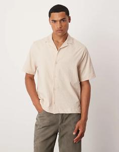 Рубашка свободного кроя из сирсакера ASOS DESIGN цвета «камень»