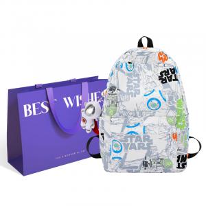 Нейлоновый рюкзак унисекс черно-синий и бело-оранжевый KAKAXI, фиолетово-белый