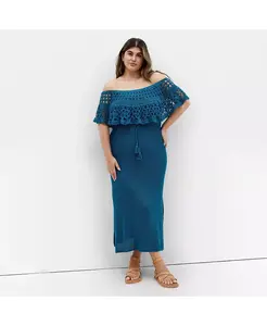 Женское платье Callie с кружевной вязкой CITY CHIC, синий