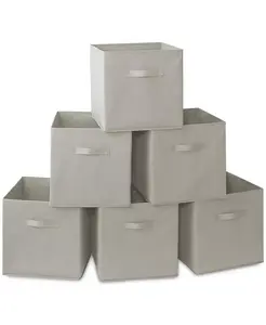 Набор из 6 тканевых контейнеров для хранения, красные - 13-дюймовые складные тканевые корзины для полок и органайзеров Casafield, grey