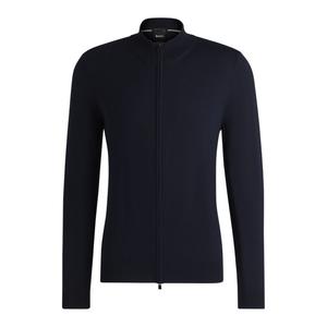 Кардиган из натуральной шерсти, прямого кроя BOSS, темно-синий