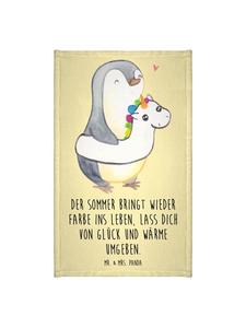 Mr. & Mrs. Panda Полотенце летних цветов с надписью пастельно-желтого цвета