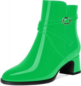 Женские сапоги MODENCOCO, удобные, повседневные, для свиданий, с круглым носком, массивным низким каблуком, по щиколотку, 5,1, Green