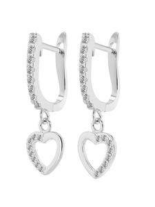 Adeliás Женские серьги-кольца в форме сердца из серебра 925 пробы с кубическим цирконием в серебре