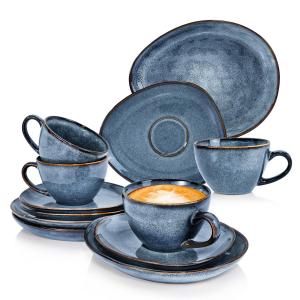 Кофейный сервиз DARWIN на 4 персоны, изготовленный из каменной керамики Sänger, синий