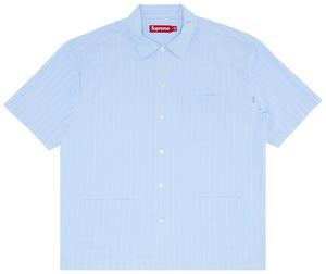 Пижамная рубашка Supreme в полоску с короткими рукавами, светло-голубая